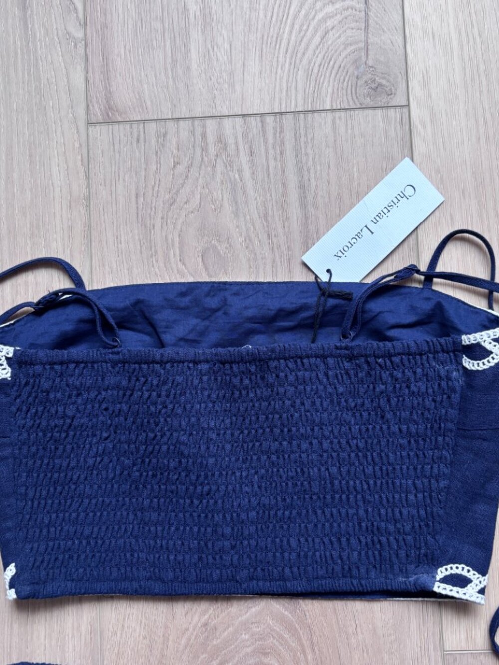Christian Lacroix - NWT XS Women's Navy Linen blend embroidered 2 piece set - Picture 10 of 11